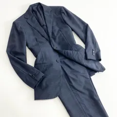 50c23 RING JACKET リングヂャケット 2B スーツ セットアップ 46 チェック ネイビー 日本製 フォーマル ビジネスのサムネイル