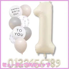 【特価】La Kissa 数字 バルーン ベージュ 大きい 誕生日 風船セット くすみ ナンバーバルーン アイボリー バースデー デコレーション (1 くすみホワイト)