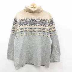L/古着 ギャップ GAP 長袖 ノルディック セーター メンズ 00s 雪柄 ラムウール タートルネック ハイネック グレー他 25oct01 中古 ニット 