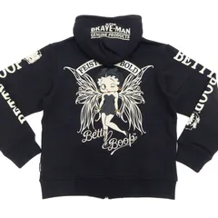 ベティ・ブープ ブレイブマン パーカー Betty Boop 裏毛スウェット フーディ ベティちゃん バタフライウイング BBB-2503 ブラック 