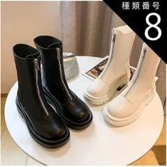 種類8：ブラック/39 フロントジッパー ショートブーツ シューズ 靴 くつ クツ レディースシューズ レディースブーツ 厚底 美脚 脚長 かわいい 大人可愛い シンプル カジュアル おしゃれ お洒落 かっこいい ラブリー キュート マニッシュ ラフ 個性的 