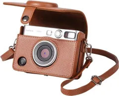 FUJIFILM 富士フイルム instax mini EVO インスタントカメラ専用 ケース 保護カバー カメラケース PUレザー 傷つけ防止 ショルダーストラップ付き ブラウン