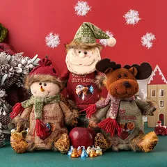 ギフトバッグ クリスマス ぬいぐるみ ラッピング 袋 アップルバッグ キャンディー サンタ 雪だるま トナカイ クリスマス ギフト プレゼント用 巾着袋 不織布 ラッピング用品 梱包 包装 クリスマスの日の贈り物のために sujun01