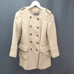 ◇ MACPHEE クルーネック ウール100％ Wボタン 長袖 コート ジャケット 記載なし ブラウン ベージュ レディース E 【1304210027017】