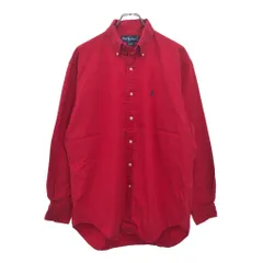 90年代 RALPH LAUREN ラルフローレン BLAIRE ボタンダウン 長袖シャツ レッド(メンズ M)中古 古着 U5084