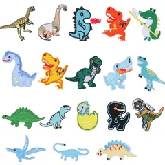 【特価】ワッペン アップリケ ワッペン 刺繍 セット ミニワッペン カラフル 可愛い装飾 ワッペン 名札付け DIY服 入学 (恐竜)