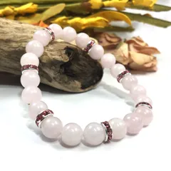 パワーストーン ブレスレット ローズクォーツ 天然石ブレス （ピンク）レディース 女性  数珠ブレス 開運 プレゼント ギフト  [9]