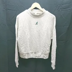 ◇ 179/WG モックネック KANGOL ロゴ 刺繍 シンプル 長袖 スウェット トレーナー フリーサイズ ベージュ レディース E  【1304050045349】のサムネイル