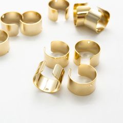＊10個入り＊ ステンレス イヤーカフ パーツ 金色 穴有り イヤリング カフピアス er011b
