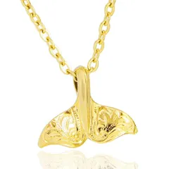 Color:【小】ゴールド45cm [2PIECES] pe2214-gdsmall 【ブランド名 シルバー ネックレス クジラ ホエールテール ハワイアン ステンレスチェーン付 【小】 ゴールド45cm