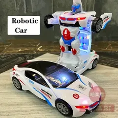 自動変形ロボットカーおもちゃ - 自動障害物回避機能、ライト＆音楽付き、多機能車両とロボット変形の2WAYモード、子供のための完璧な誕生日＆クリスマスギフト#3658のサムネイル