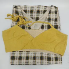 ◇ ⊂ MAJESTIC LEGON チェック柄 - ロング丈 ワンピース サイズM ベージュ系 マスタード レディース E  【1409240020677】