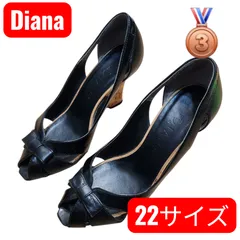 【最安値】DIANA ブラックオープントゥパンプス　22サイズ B42