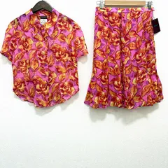 #snc ケンゾー KENZO セットアップ 40 ピンク系 赤 オレンジ ツーピース 花柄 半袖 ヴィンテージ タグ付き 美品 レディース [969806]