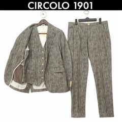 チルコロ1901 CIRCOLO 1901 スーツ セットアップ ジャージー３ピース サイズ 46  中古 メンズ ベージュ コンディション B
