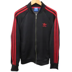 アディダスオリジナルス adidas originals SST TRACK TOP トラックジャケット ブルゾン MA-1 ジャージ 黒 ブラック 赤 レッド Lサイズ  AX6975 0116のサムネイル