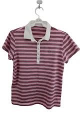 【美品】TIGORA(ティゴラ) ポロシャツ ピンクグレーボーダー レディース L ゴルフ用品 2504-0752 中古