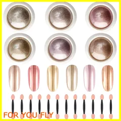 【新着商品】ミラーネイル ネイルパウダー 6色セット ネイル パウダー ピンク ゴールド メタリックパウダー ジェルネイル メタリックネイル ミラーパウダー(A)