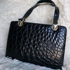 クロコダイル ブラック エナメル ショルダーバッグ 7＊54 | Mercari