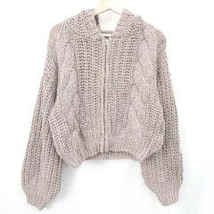 ◇ NICECLAUP ナイスクラップ フード 前チャック閉め パーカー 長袖 ニット サイズF ブラウン レディース E  【1310300008019】のサムネイル