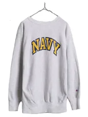 【お得なクーポン配布中!】 80s USA製 ★ チャンピオン リバースウィーブ USN ネイビー プリント スウェット メンズ L 80年代 Champion ミリタリー トレーナー 裏起毛