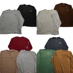 古着卸 まとめ売り カーハート Carhartt 長袖Tシャツ 10枚セット (メンズ XL ) 胸ポケット ヘンリーネック ワンポイント 中古 古着 NB3965