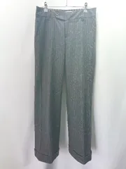 ◇ TOMMY HILFIGER トミーヒルフィガー ストライプ ワイドパンツ サイズ2 グレー ホワイト レディース E  【1404240017184】