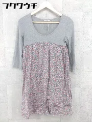 ◇ SHIPS シップス 切替 花柄 長袖 膝丈 ワンピース グレー マルチ レディース 【中古】 【1002798543317】