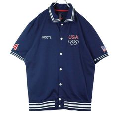 ROOTS製 USAオリンピックモデル 半袖ベースボールシャツ風ポロ - メルカリ