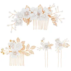 【人気商品】成人式 ウェディング 花嫁 七五三 花冠 髪留め ドレス 和装髪飾り ヘアアクセサリー 造花飾り ヘアコーム ヘアバンド パール ヘッドドレス 髪飾り ゴールド harukita