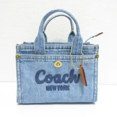 美品 COACH コーチ カーゴ トート バッグ 20 デニム ミニトートバッグ CZ100 インディゴブルー レディース 古着 中古 USED