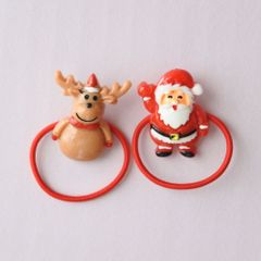 ヘアゴム2個セット【クリスマス：サンタクロースとトナカイC】