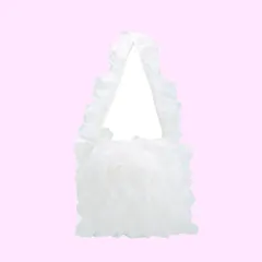 Color:ホワイト [Lapimou] フリルバッグ トートバッグ 手提げバッグ ハンドバッグ バッグ ワンショルダー トート フリル チュール レディース a4 大きめ 大容量 人気 おしゃれ かわいい