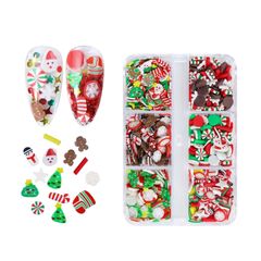 【特価】ネイルパーツ クリスマス 3d 立体 クリスマスツリー 雪だるま ジンジャーマン ネイルジュエリーパーツ 可愛い 手芸 ハンドメイド デコパーツ ネイル飾り (カラフル A)