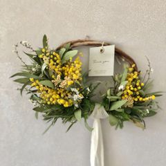 Spring 春のこもれび　ミモザのハーフリース　23〜36cm