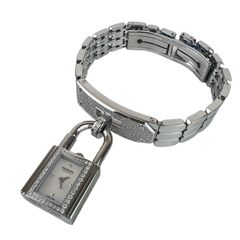 新品未使用 HERMES エルメス Kelly watch diamond ケリーウォッチダイヤモンド シルバー Box calf ボックスカーフ  クロシェット付 時計