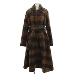 アクネ ストゥディオズ Acne Studios チェックシャギーコート ステンカラーコート アウター ロング 36 茶 黒 ブラウン ブラック /DF ■OSのサムネイル