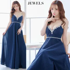 【JEWELS / ジュエルズ】キャミソールラメロングドレス ブルー