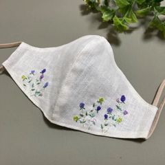 麻の刺繍付きインナーマスク(モッコウバラ) - メルカリ