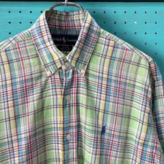 90s Ralph Lauren BLAKE チェックシャツ　ライトグリーン