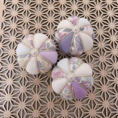 リバティ木目込み手毬❀　－彩－ 5㎝3個セット　〜七五三撮影小物〜　　〜お食い初め〜