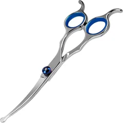 Dosi 犬猫 トリミングシザー 曲がった刃 下向き＆上向き兼用 丸い先端 安全性高い ペット用はさみ 中・小型犬 6.69 インチ