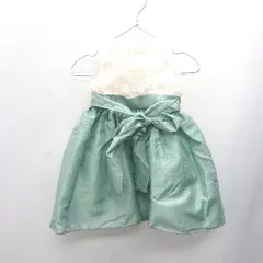 ◇ ⊂ Catherine Cottage キッズ ウエストリボン付き 膝丈 ワンピース サイズ80 ベージュ グリーン 女の子 E  【1501230000536】