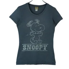 ピーナッツPEANUTスヌーピーSnoopyキャラクターＴシャツレディース半袖Ｔシャツキャラ物ネイビーグレー杢ヘザーvintageヴィンテージ40227