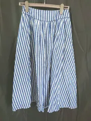 ◇ ⊂ IENA イエナ ストライプ ロング丈 フレア スカート サイズ40 ブルー系 レディース E  【1508060011244】