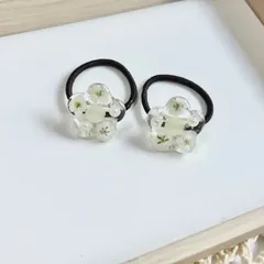 かすみ草のキッズヘアゴム〜ホワイト〜