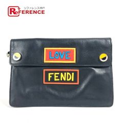FENDI フェンディ クラッチバッグ ロゴ LOVE レザー ブラック