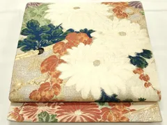 平和屋着物●アンティーク　大正ロマン　六通柄袋帯　唐織　草花文　金銀糸　正絹　逸品　DAAT7882ob