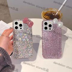 スマホケース　ピンク　シルバー　Y2K風　立体リボン　輝き　キラキラ　ダイヤモンド感　iPhone対応　アイフォンケース　iPhone16pro/16promax/15/14/13/12/11　可愛いケース　海外限定　新品未使用　2カラー選択可能