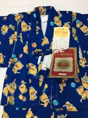 «花ラブリ»ＫＡ142Ｂ　新品　男の子　子供　着物　アンサンブル  半纏　半てん　レトロ　昭和　キッズ　お正月　初詣　青　猫　ねこ　ネコ